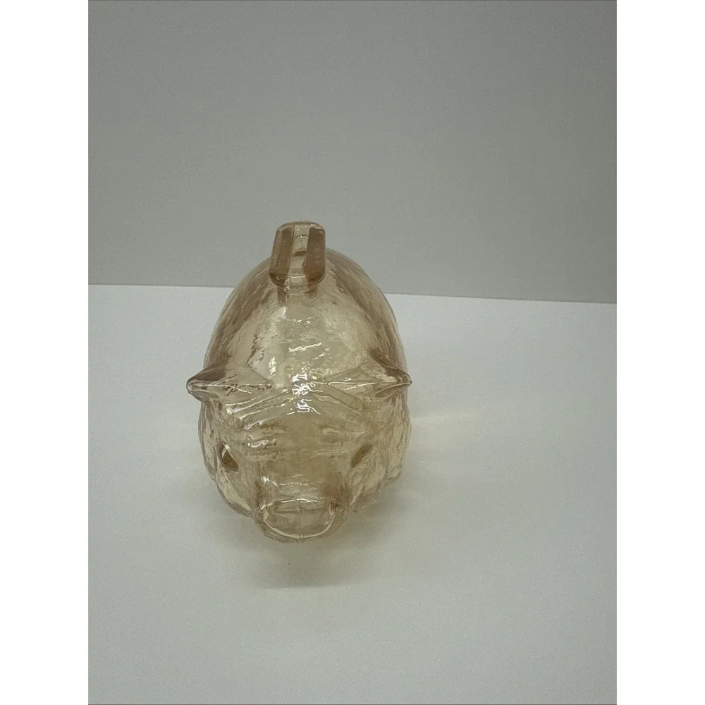 Vintage Anchor Hocking Amber Glass Piggy Bank 4x2x3